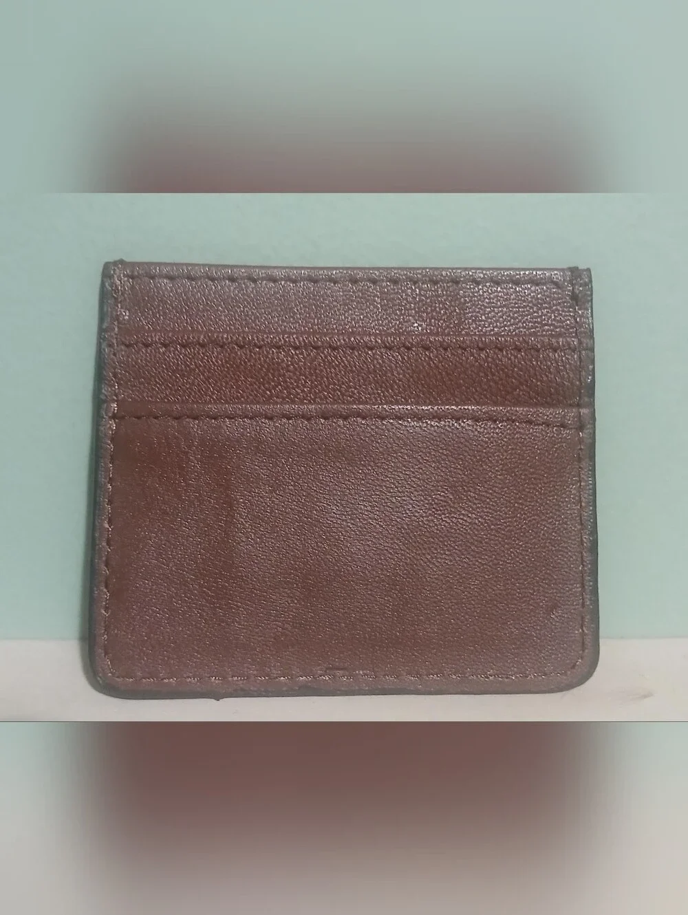 Hand-Tooled Brown Leather Card Wallet